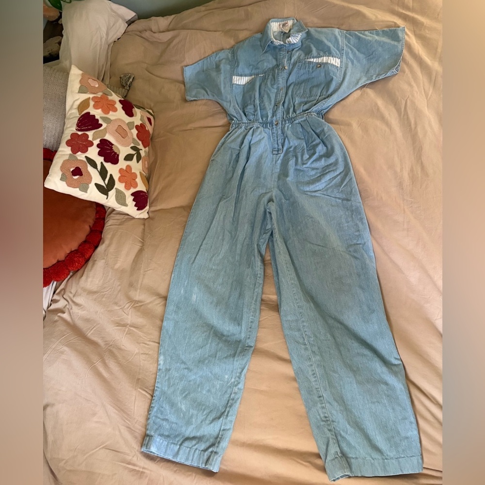 Vintage 90s Light Wash Denim Jumpsuit